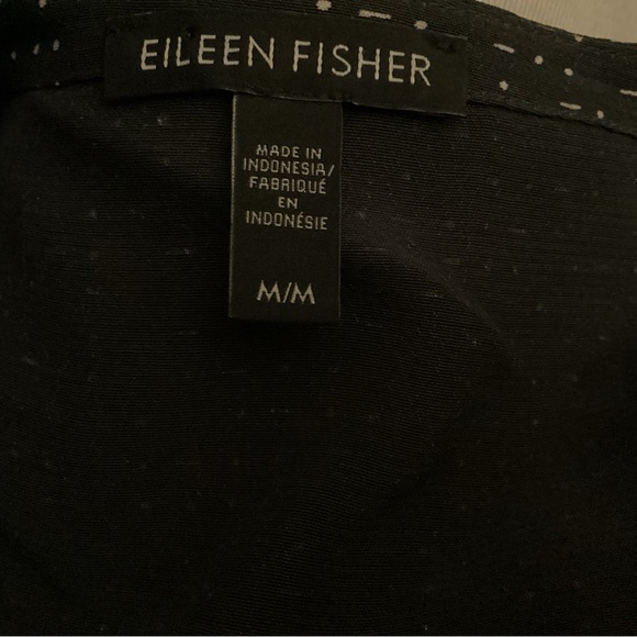 Eileen Fisher Blouse Dotted Short Sleeve Black White Size Medium NWOT - Picture 4 of 5